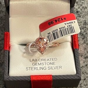 Pink Sapphire 14K Rose Gold Over Silver Sterling Silver Cocktail Ring size 7